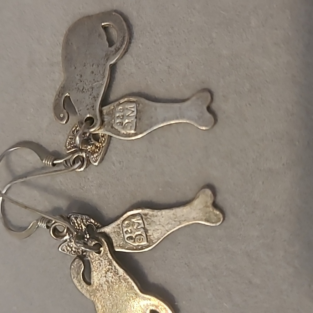 925 Sterling Silver Articulated Cat Dangle Earrings - 1970s Vintage Folk Art - Picture 10 of 12